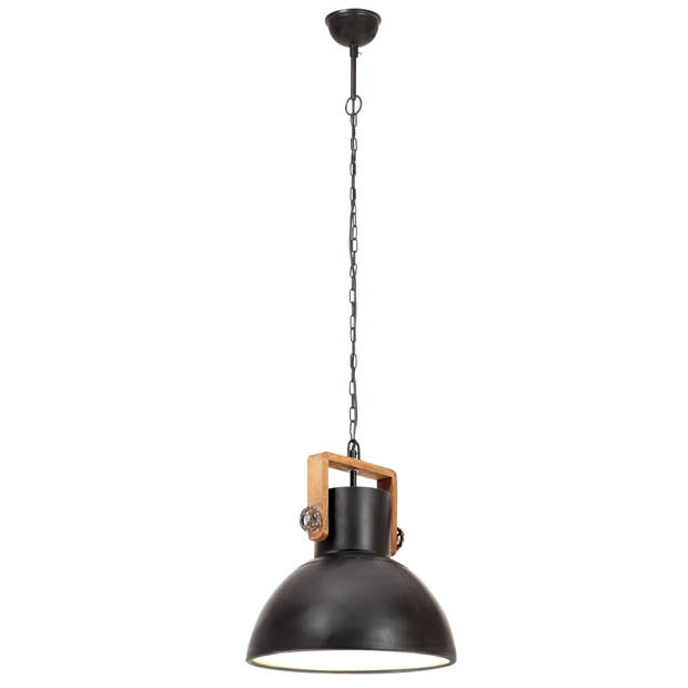 The Living Store Hanglamp Industrieel - IJzer/Mangohout - 40 x 47 cm - 123 cm hoogte