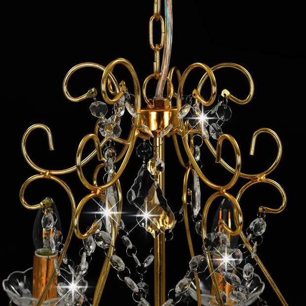 The Living Store Kroonluchter Glamour - Hanglamp 60 x 44 cm - Goud en Transparant - 6 Fittingen