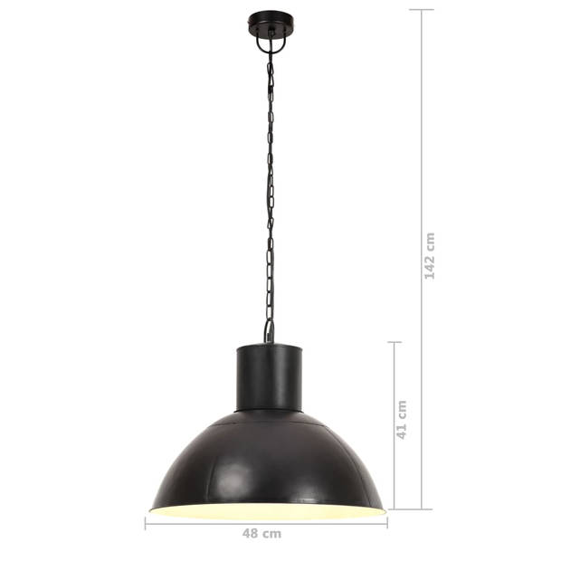 The Living Store Hanglamp - Industriële Stijl - IJzer - Zwart - 48x41 cm - E27 fitting