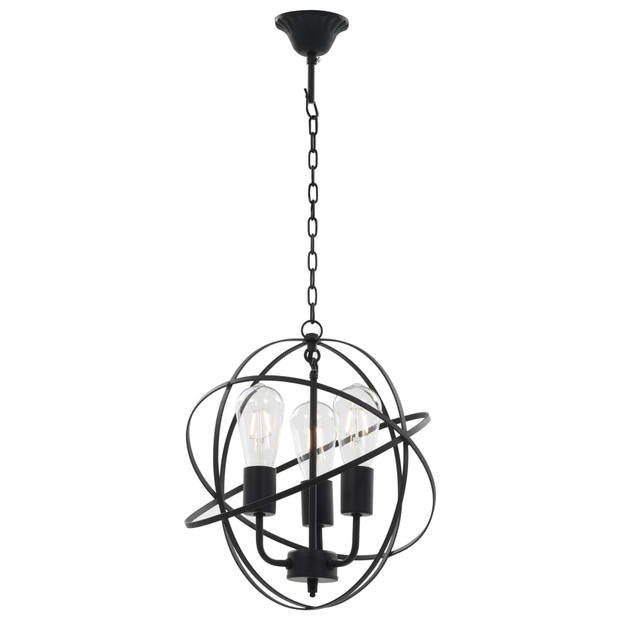 The Living Store Hanglamp Vintage Zwart - 35 cm Diameter - Met 3 Fittingen - Exclusief Peertjes