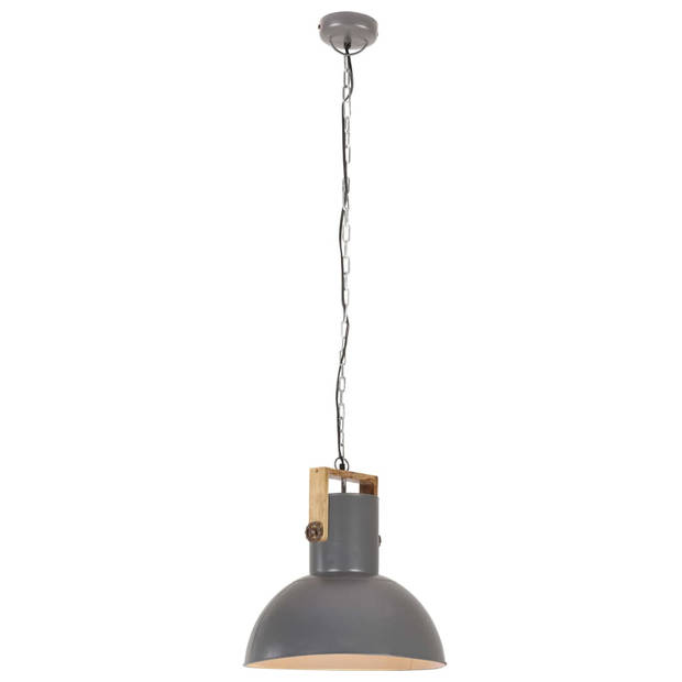 The Living Store Hanglamp Industrieel - 154 cm - Grijs IJzer en Mangohout