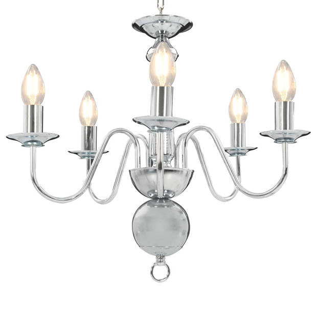 The Living Store Kroonluchter Vintage - Hanglamp - 50 x 45 cm - Zilver - Ø x H- 220-240V - E14 fitting