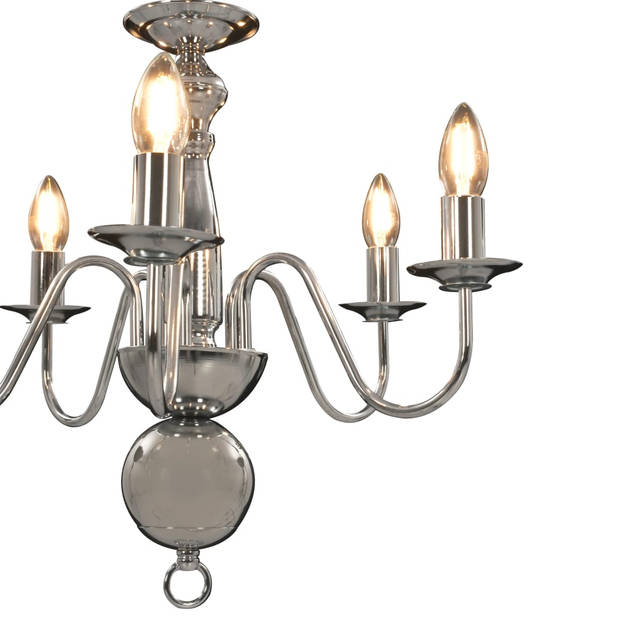 The Living Store Kroonluchter Vintage - Hanglamp - 50 x 45 cm - Zilver - Ø x H- 220-240V - E14 fitting