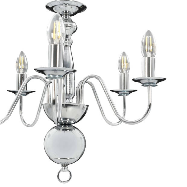 The Living Store Kroonluchter Vintage - Hanglamp - 50 x 45 cm - Zilver - Ø x H- 220-240V - E14 fitting