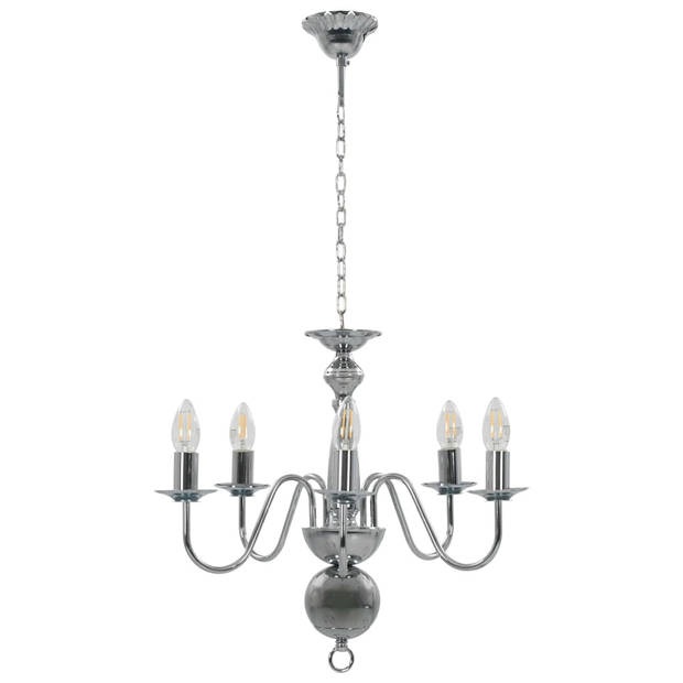 The Living Store Kroonluchter Vintage - Hanglamp - 50 x 45 cm - Zilver - Ø x H- 220-240V - E14 fitting