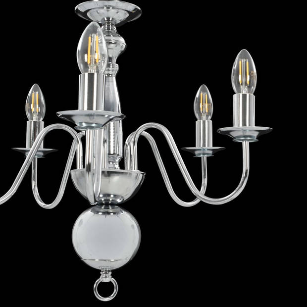 The Living Store Kroonluchter Vintage - Hanglamp - 50 x 45 cm - Zilver - Ø x H- 220-240V - E14 fitting