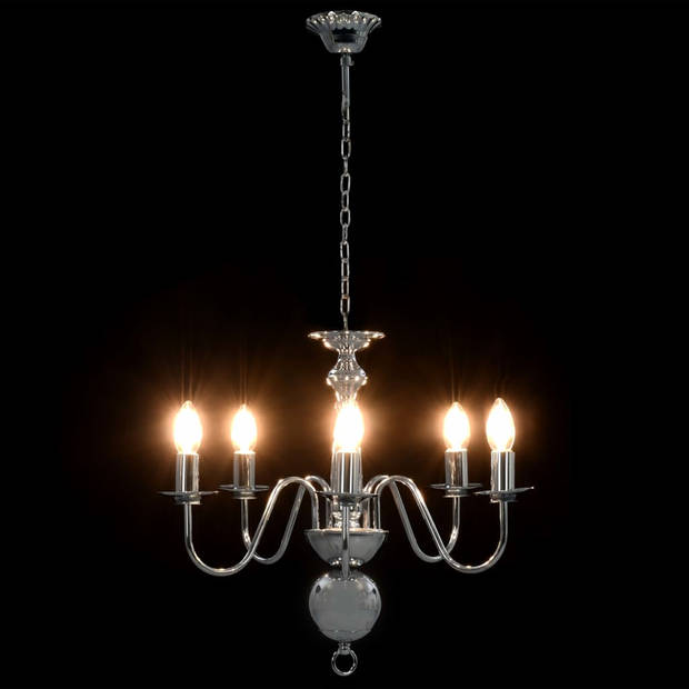 The Living Store Kroonluchter Vintage - Hanglamp - 50 x 45 cm - Zilver - Ø x H- 220-240V - E14 fitting