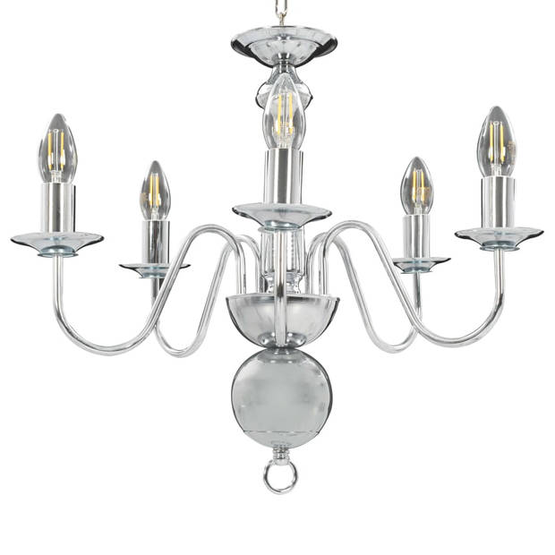 The Living Store Kroonluchter Vintage - Hanglamp - 50 x 45 cm - Zilver - Ø x H- 220-240V - E14 fitting