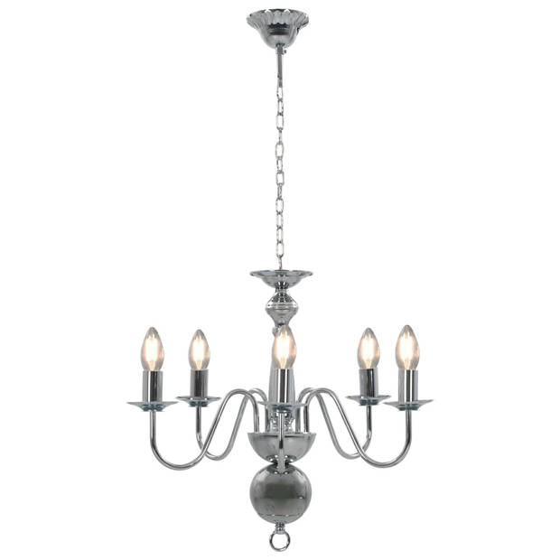 The Living Store Kroonluchter Vintage - Hanglamp - 50 x 45 cm - Zilver - Ø x H- 220-240V - E14 fitting