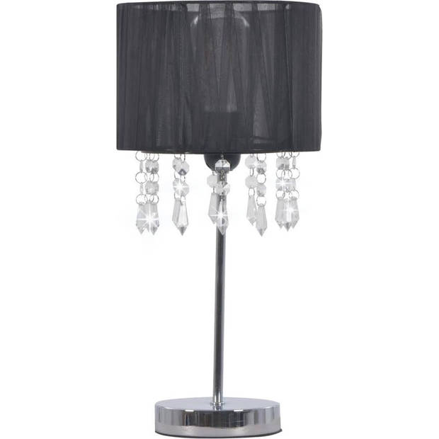 The Living Store Classic Bureaulamp - Kristallen Kralen - 20 x 44 cm - Zilver/Zwart/Transparant