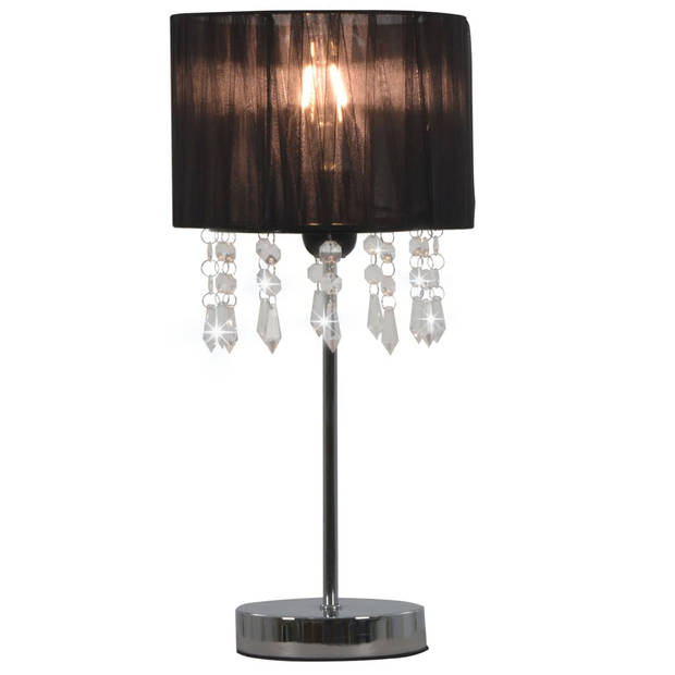 The Living Store Classic Bureaulamp - Kristallen Kralen - 20 x 44 cm - Zilver/Zwart/Transparant