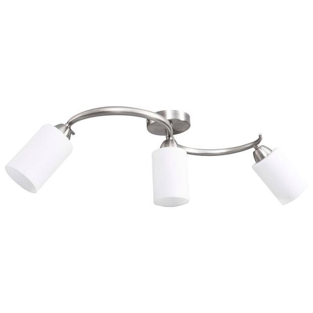 The Living Store Plafondlamp - Verchroomd Staal - 72 x 18.5 x 20 cm - Wit