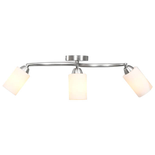 The Living Store Plafondlamp - Verchroomd Staal - 72 x 18.5 x 20 cm - Wit