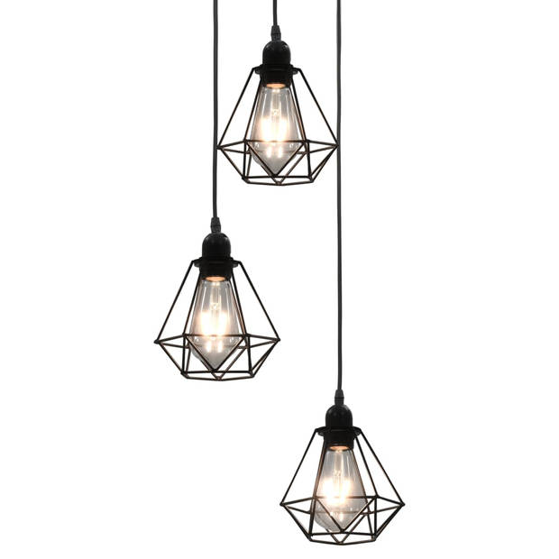 The Living Store Plafondlamp Diamant - Zwart - 25 x 100 cm - In hoogte verstelbaar