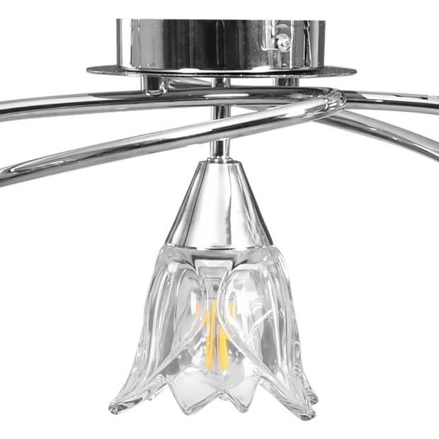 The Living Store Plafondlamp - Transparant glas - verchroomd staal - 64 x 30 x 20 cm - E14 fitting
