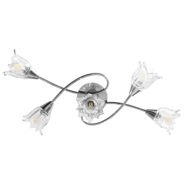 The Living Store Plafondlamp - Transparant glas - verchroomd staal - 64 x 30 x 20 cm - E14 fitting