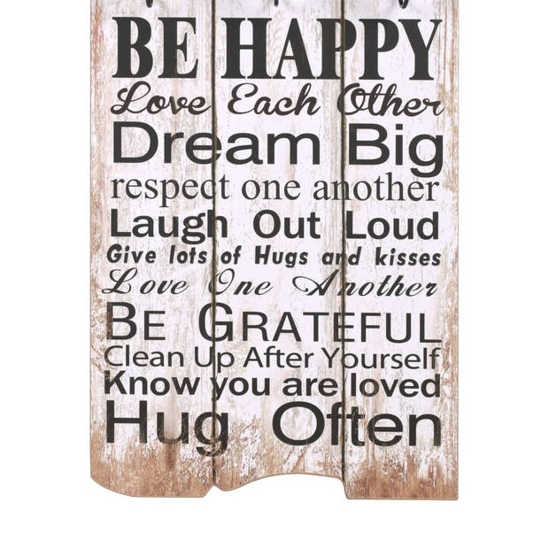 The Living Store Kapstok - Vintage Family Rules - MDF en metaal - 40x120 cm