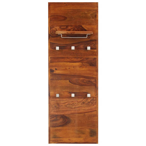 The Living Store Retro Kapstok - Massief sheeshamhout - 40 x 118 cm - met plank en 6 haken