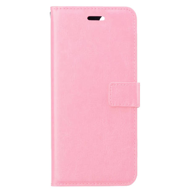 Basey Apple iPhone 15 Hoesje Book Case Kunstleer Cover Hoes - Lichtroze