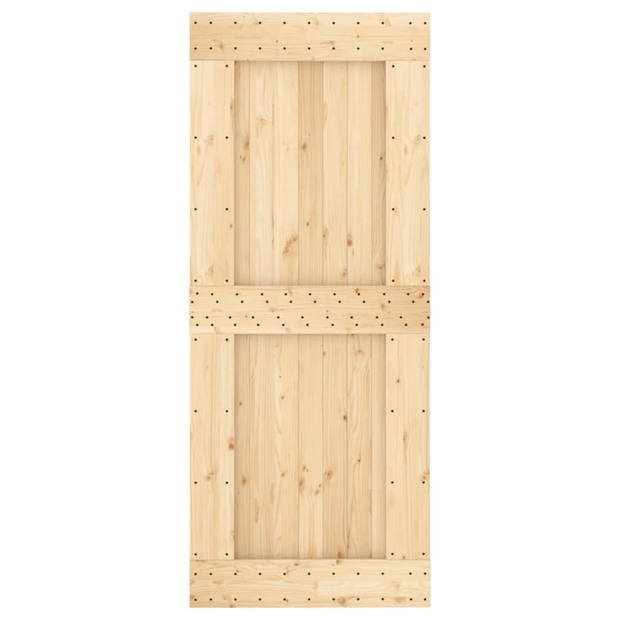 The Living Store Schuifdeur Massief grenenhout - 85x3.6x210 cm - Stalen hardwareset