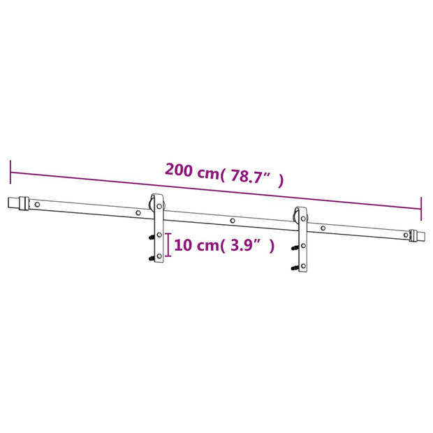 vidaXL Schuifdeur met beslag 95x210 cm massief grenenhout