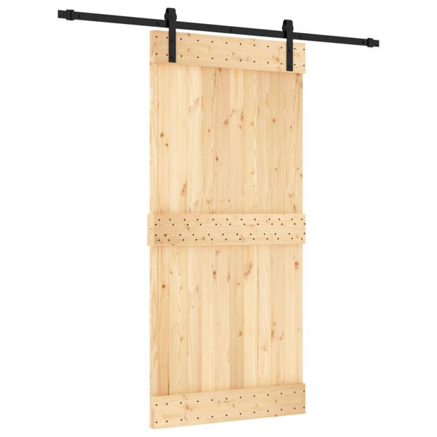 vidaXL Schuifdeur met beslag 95x210 cm massief grenenhout