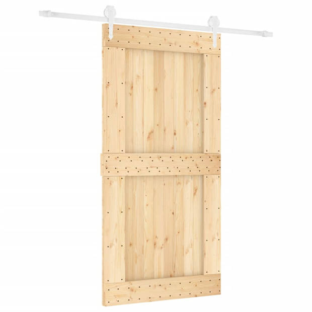 vidaXL Schuifdeur met beslag 100x210 cm massief grenenhout