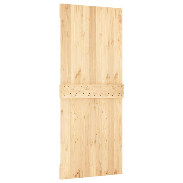 The Living Store Schuifdeur Massief Grenenhout 85 x 3.6 x 210 cm - Wit Gepoedercoat Staal