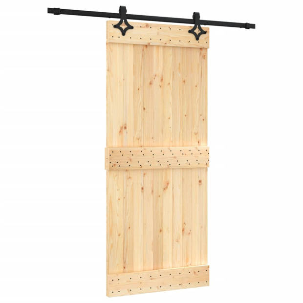 vidaXL Schuifdeur met beslag 90x210 cm massief grenenhout