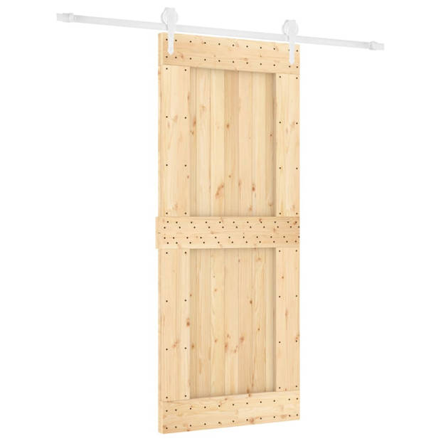 vidaXL Schuifdeur met beslag 85x210 cm massief grenenhout