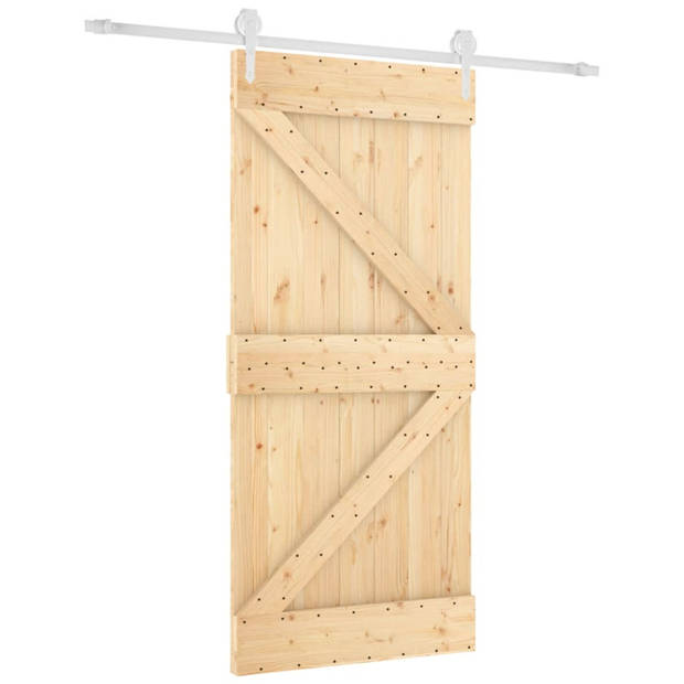 vidaXL Schuifdeur met beslag 95x210 cm massief grenenhout