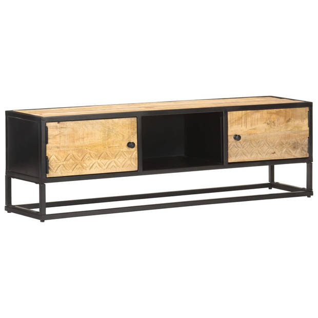 The Living Store Hifi-kast - Ruw mangohout - 130 x 30 x 40 cm - 2 deuren