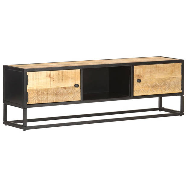 The Living Store Hifi-kast - Ruw mangohout - 130 x 30 x 40 cm - 2 deuren