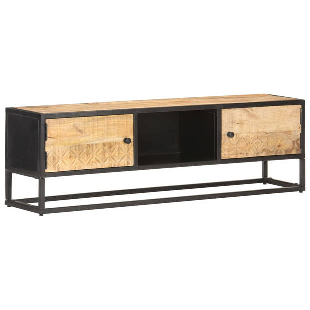 The Living Store Hifi-kast - Ruw mangohout - 130 x 30 x 40 cm - 2 deuren