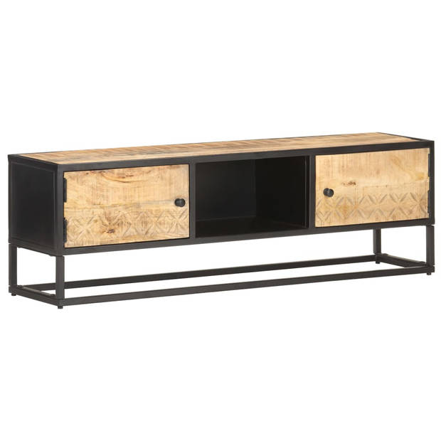 The Living Store Hifi-kast - Ruw mangohout - 130 x 30 x 40 cm - 2 deuren