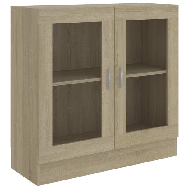 The Living Store Vitrinekast - Boekenkast - 82.5 x 30.5 x 80 cm - Sonoma Eiken