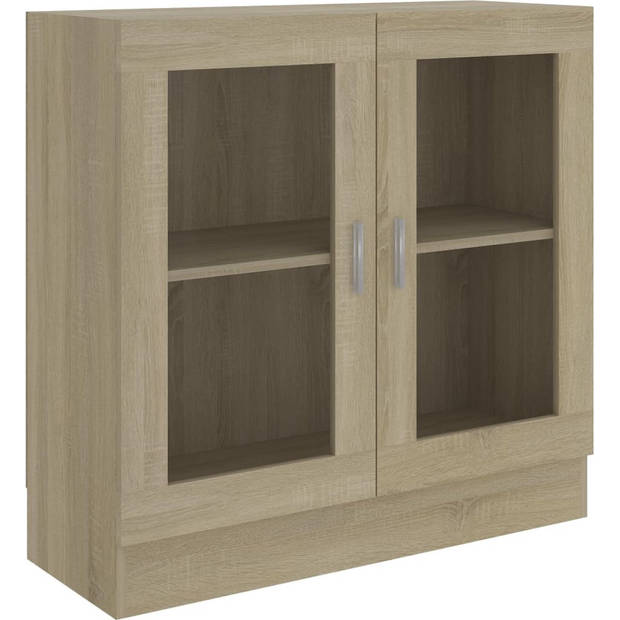 The Living Store Vitrinekast - Boekenkast - 82.5 x 30.5 x 80 cm - Sonoma Eiken