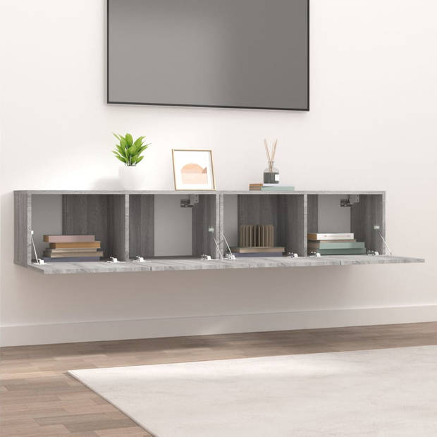 The Living Store TV-meubel - Grijs Sonoma Eiken - 80 x 30 x 30 cm - 2 neerklapbare deuren