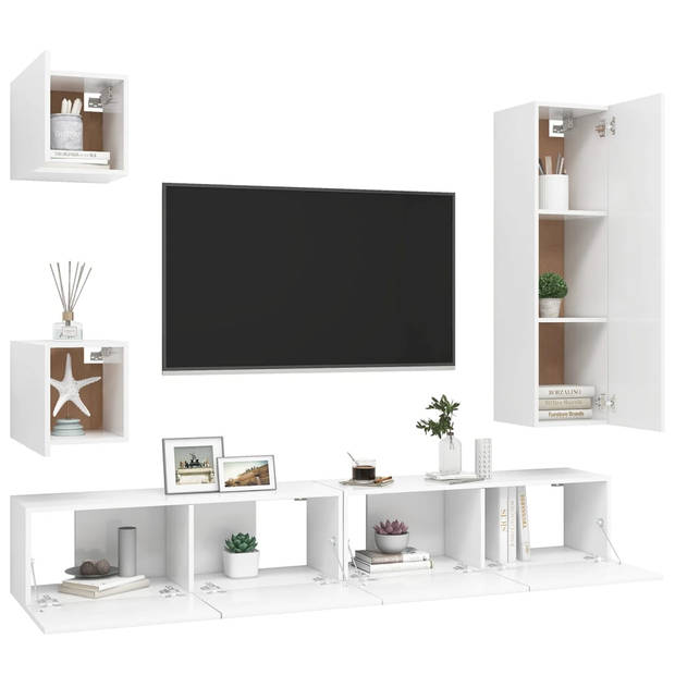 The Living Store Televisiemeubelset - naam - TV-meubel - of afmeting - wit spaanplaat - montage vereist - The Living