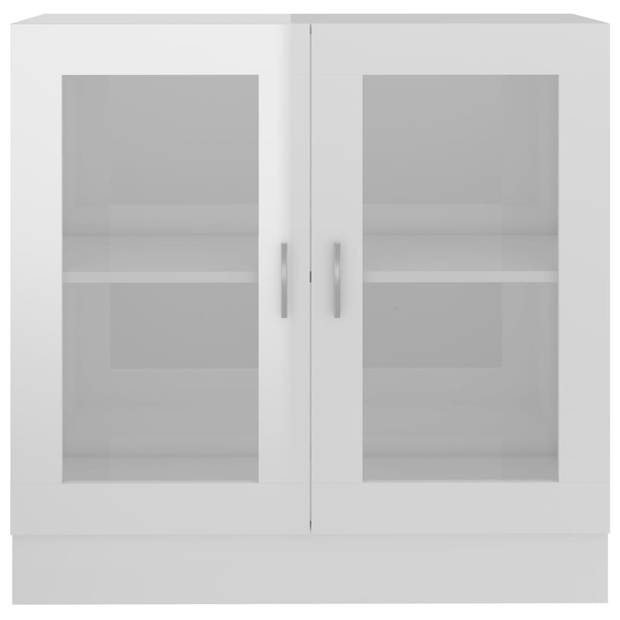 The Living Store Vitrinekast - Hoogglans wit - 82.5 x 30.5 x 80 cm - Stevig en duurzaam