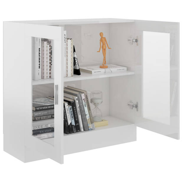 The Living Store Vitrinekast - Hoogglans wit - 82.5 x 30.5 x 80 cm - Stevig en duurzaam