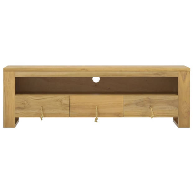 The Living Store TV-meubel Massief Teakhout - Zijkast met schap en 3 lades - Stevig blad - Afmetingen- 110 x 30 x 35 cm