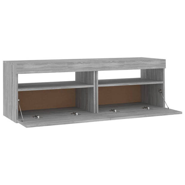 The Living Store Televisiemeubel The Living Store - TV-meubel met LED-verlichting - 120 x 35 x 40 cm - Grijs sonoma