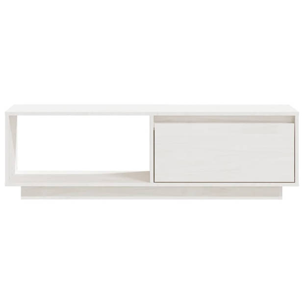 The Living Store Houten TV-meubel - Grenenhout - Wit - 110 x 30 x 33.5 cm - Lades - Opbergschappen