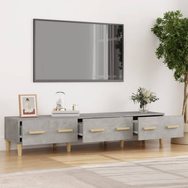 The Living Store TV-meubel Betongrijs 150 x 34.5 x 30 cm - Stevig bewerkt hout - Voldoende opbergruimte