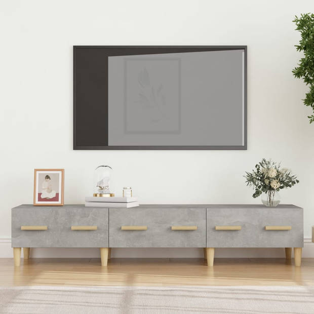 The Living Store TV-meubel Betongrijs 150 x 34.5 x 30 cm - Stevig bewerkt hout - Voldoende opbergruimte