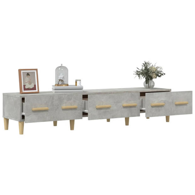 The Living Store TV-meubel Betongrijs 150 x 34.5 x 30 cm - Stevig bewerkt hout - Voldoende opbergruimte