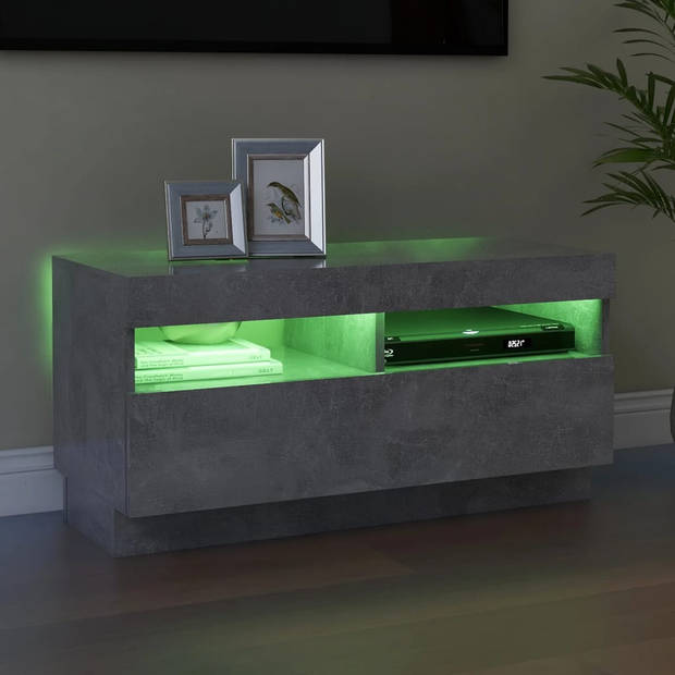 The Living Store TV-meubel - tv-meubel - 80 x 35 x 40 cm - betongrijs - RGB LED-verlichting