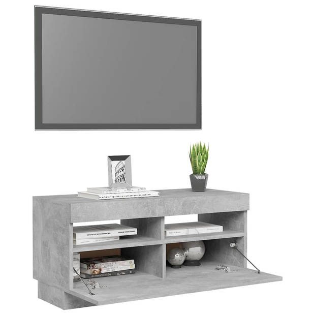 The Living Store TV-meubel - tv-meubel - 80 x 35 x 40 cm - betongrijs - RGB LED-verlichting