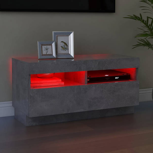 The Living Store TV-meubel - tv-meubel - 80 x 35 x 40 cm - betongrijs - RGB LED-verlichting